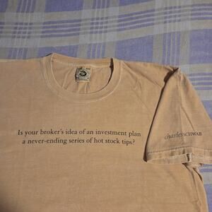 Vtg Charles Schwab Wall Street Finance T Shirt Investing Broker Stock 90s Y2k